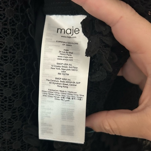 Maje Renald Two Tone Black & White Lace Fit & Flare Dress SIZE SMALL - Picture 5 of 7